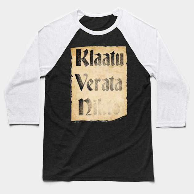 Klaatu Verata Necktie (Parchment) Baseball T-Shirt by lucafon18